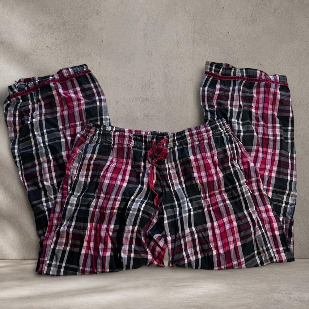 Victoria's Secret black, white, and red plaid cotton pajama pants